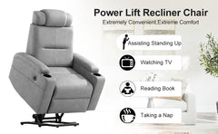 Power Lift Recliner Chair for Elderly,Recliner Chair for Living Room,Modern Reclining Sofa Chair, Electric Lift Recliner for Seniors,Side Pocket,USB Charge Port (Light Gray)