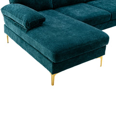 Living Room Sectional Sofa, Teal Blue