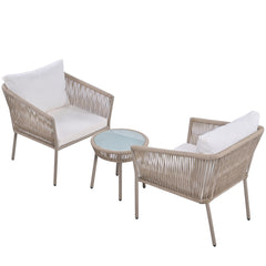 3 Pcs Outdoor Chair Set, Including 2 Single Chairs and 1 Coffee Table