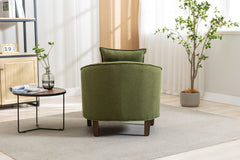 NOBLEMOOD Accent Chair with Ottoman, Mid Century Modern Barrel Chair Upholstered Club Tub Round Arms Chair, Olive