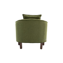 NOBLEMOOD Accent Chair with Ottoman, Mid Century Modern Barrel Chair Upholstered Club Tub Round Arms Chair, Olive