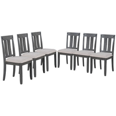 6-Piece Wooden Rustic Style Dining Set with Table, 4 Chairs & Bench (Gray)