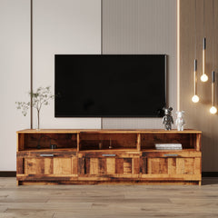 Modern Minimalist TV Cabinet with Open Locker for 80 Inch TV, Walnut