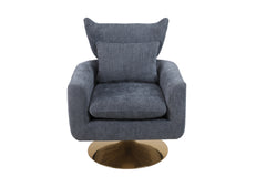 NOBLEMOOD Swivel Accent Armchair Linen Single Sofa Chair w/ Pillow and Backrest for Living Room, Gray