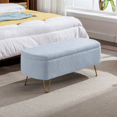 NOBELMOOD Storage Ottoman Bench for End of Bed w/ Metal Legs, Upholstered Padded Entryway Ottoman Bench with Storage for Living Room Bedroom