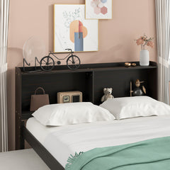 Full Bed with Bookcase,Twin Trundle with Drawers, Espresso