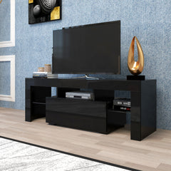 TV Stand with LED RGB Lights & Flat Screen Cabinet for Lounge Room, Living Room & Bedroom, Black