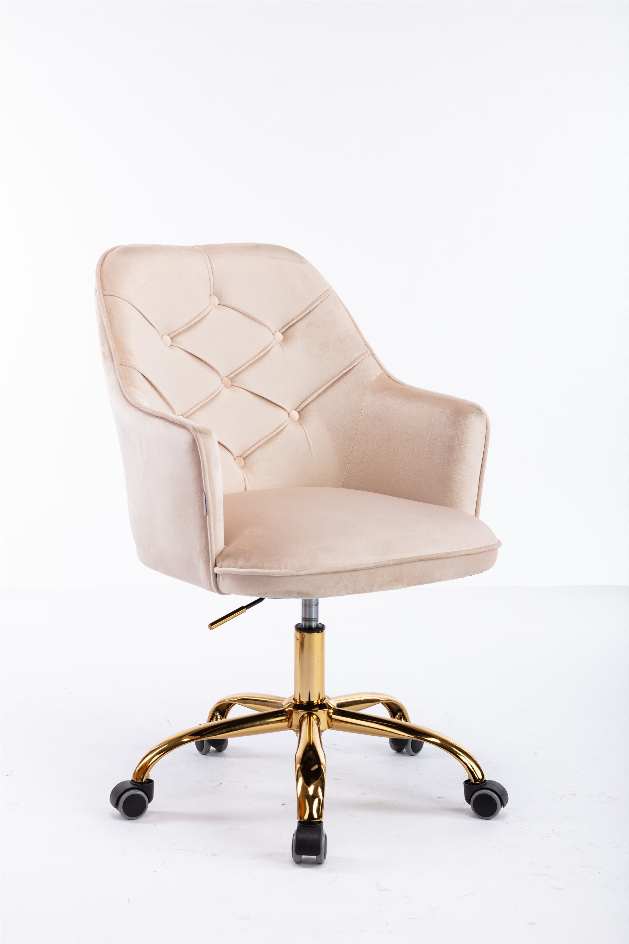 NOBLEMOOD Velvet Swivel Shell Chair for Living Room Modern Leisure Armchair with Wheels for Home Sturdy Room, Light Pink