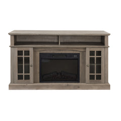 TV Media Stand Console with 23" Fireplace Insert, Storage Space, Gray Wash, 58.25"W*15.75"D*32"H