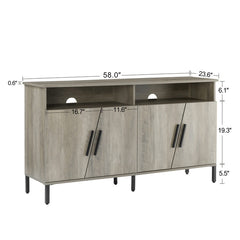 Farmhouse TV Stand with Storage & Open Drawers, Golden