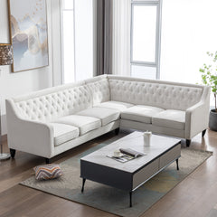 Modern Living Room Upholstery Chenille Sofa Couch With Tufted Back, White