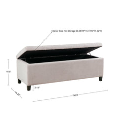 NOBLEMOOD Tufted Top End of Bed Storage Bench for Bedroom, Sofa Ottoman with Storage and Wood Legs for Living Room, White