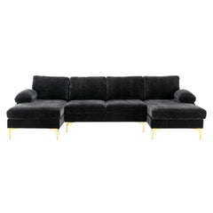 Living Room Sectional Sofa, Black