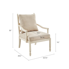 NOBLEMOOD Wood Accent Chair for Bedroom, Leisure Chair with Padded Cushions and Pillow for Living Room, Cream White