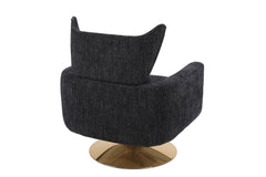 Classic Mid-Century 360-degree Swivel  Accent Chair, Black Linen