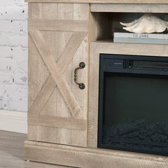 Farmhouse Classic TV Stand with 18" Fireplace, Storage, Ashland Pine 47"W*15.5"D*30.75"H