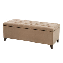 NOBLEMOOD Tufted Top Ottoman Bench with Storage, End of Bed Storage Bench for Bedroom Living Room, Khaki