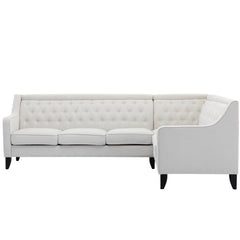 Modern Living Room Upholstery Chenille Sofa Couch With Tufted Back, White