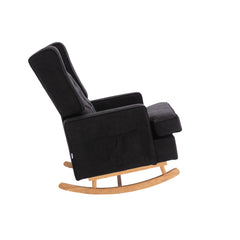 30.7"W Comfortable Rocking Chair with Natural Solid Rubber Wood Legs, Black