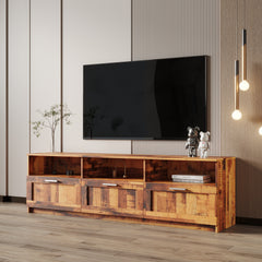 Modern Minimalist TV Cabinet with Open Locker for 80 Inch TV, Walnut