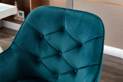 NOBLEMOOD Velvet Swivel Shell Chair for Living Room Modern Leisure Armchair with Wheels for Home Sturdy Room, Blue