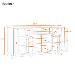 TV Stand with 2 Tempered Glass Doors, Adjustable Panels, Open Style Cabinet & Sideboard for TVs up to 65", Gray