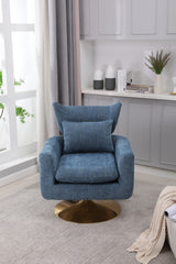 NOBLEMOOD Swivel Accent Armchair Linen Single Sofa Chair w/ Pillow and Backrest for Living Room, Blue