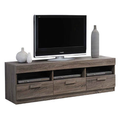 59" Rectangular TV Stand with 3 Drawers & 3 Open Media Compartments, Oak