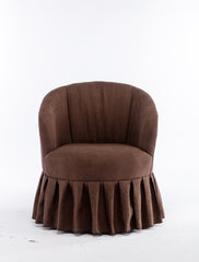 Linen Fabric Accent Swivel Chair Auditorium Chair With Pleated Skirt For Living Room Bedroom Auditorium,Brown