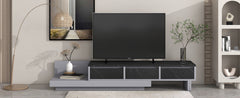 TV Stand with 3 Drawers & Open Storage Compartments, Black
