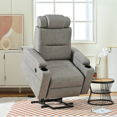 Power Lift Recliner Chair for Elderly,Recliner Chair for Living Room,Modern Reclining Sofa Chair, Electric Lift Recliner for Seniors,Side Pocket,USB Charge Port (Light Gray)