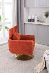 NOBLEMOOD Swivel Accent Armchair Linen Single Sofa Chair w/ Pillow and Backrest for Living Room, Orange