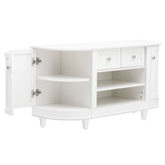 TV Stand with 2 Curved Doors, Adjustable Panels, Open Style Cabinet & Sideboard for TVs up to 46", White