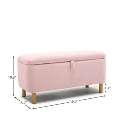 NOBLEMOOD Upholstered Storage Ottoman and Entryway Bench, End of Stoarge Bench with Storage for Bedroom, Pink