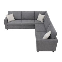 Modern Upholstered Sectional Sofa, L Shape Furniture Couch with 3 Pillows