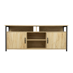 Modern Wood TV Stand with Metal Legs, Oak