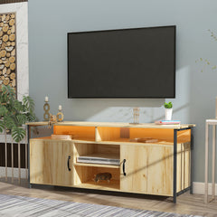 Modern Wood TV Stand with Metal Legs, Oak