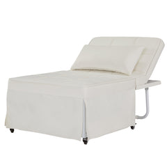 4 in 1 Folding Sleeper Sofa Bed w/ Adjustable Backrest & Pillow, No Armrest, Beige