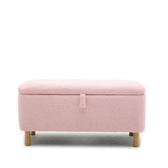 NOBLEMOOD Upholstered Storage Ottoman and Entryway Bench, End of Stoarge Bench with Storage for Bedroom, Pink