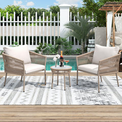 3 Pcs Outdoor Chair Set, Including 2 Single Chairs and 1 Coffee Table