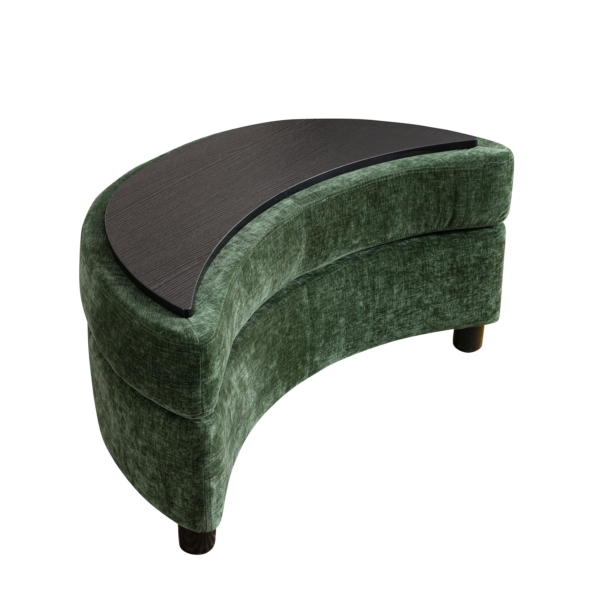 NOBLEMOOD 32.7" W Half Crescent Moon Storage Bench Large Upholstered Sofa Ottoman w/ Tray Serve for Living Room, Entryway, Hallway（Green）