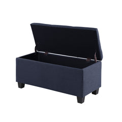 NOBLEMOOD 3 in 1 End of Bed Storage Bench & 2 Ottoman Benches w/ Storage for Living Room Bedroom Entryway Navy