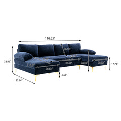 Living Room Sectional Sofa, Navy Blue