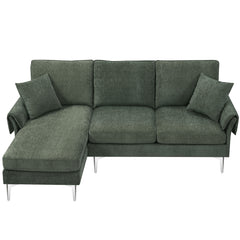 84" Convertible Sectional Sofa, Modern Chenille L-Shaped Sofa Couch With Reversible Chaise Lounge, Green
