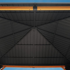 12x12ft Outdoor Hardtop Gazebo with Metal Roof, Mosquito Netting