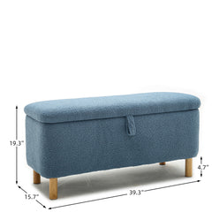NOBLEMOOD Upholstered Ottoman with Storage and Seating, End of Bed Storage Bench w/ Wood Feet & Hinge for Bedroom,Living Room