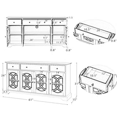 TV Stand with 3 Drawers & 3 Closed Storage for TVs up to 65", White