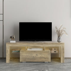 TV Stand with LED RGB Lights & Flat Screens for Lounge Room & Living Room, Walnut