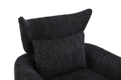 Classic Mid-Century 360-degree Swivel  Accent Chair, Black Linen