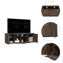 Rectangular 2-Door TV Stand, Dark Walnut